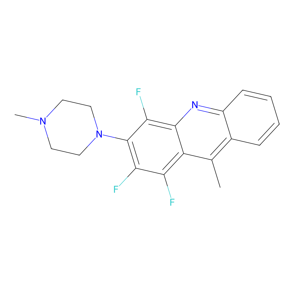 1,2,4-Trifluoro-9-methyl-3-(4-methylpiperazin-1-yl)acridine molecular structure, CAS 700851-38-3