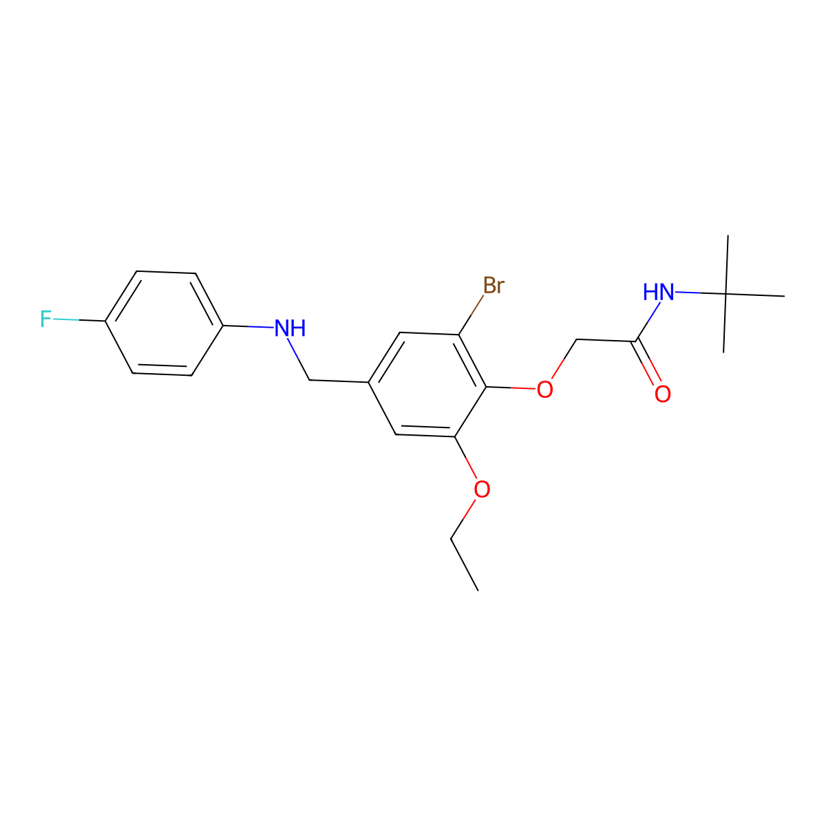 2-[2-bromo-6-ethoxy-4-[(4-fluoroanilino)methyl]phenoxy]-N-tert-butylacetamide molecular structure, CAS 700851-39-4