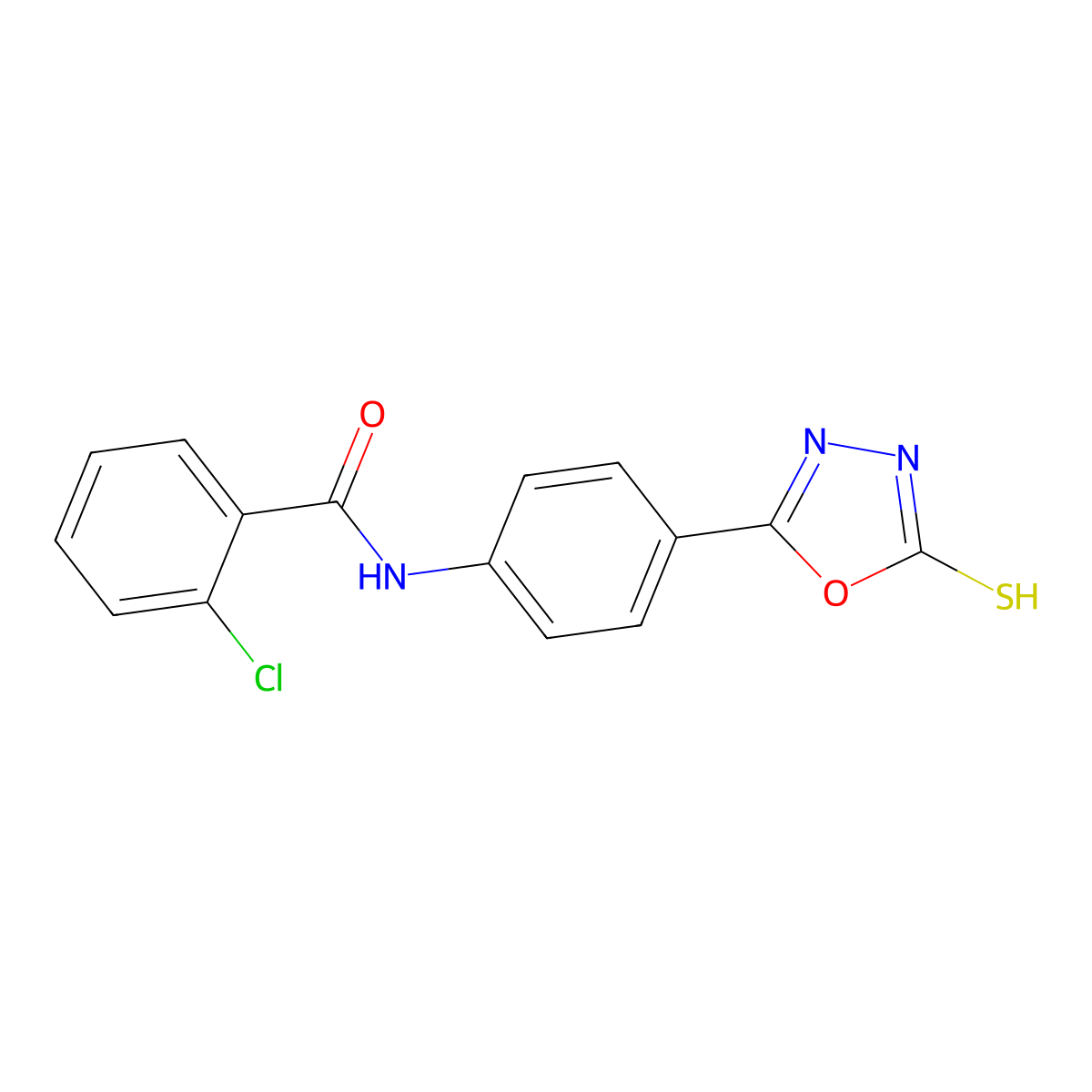 2-chloro-N-[4-(2-sulfanylidene-3H-1,3,4-oxadiazol-5-yl)phenyl]benzamide molecular structure, CAS 700851-42-9
