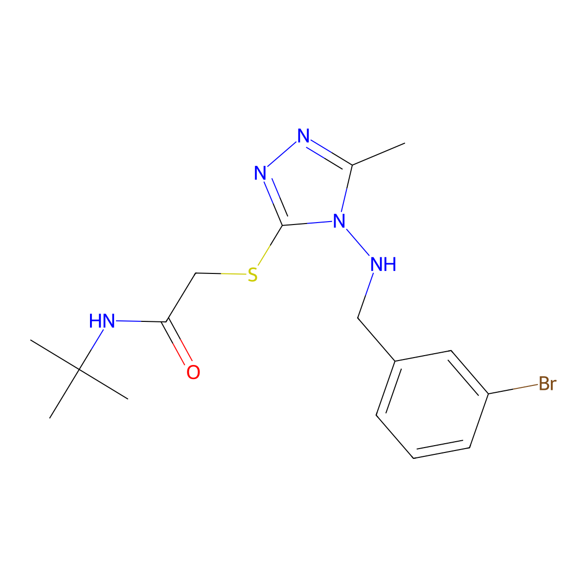 2-({4-[(3-bromobenzyl)amino]-5-methyl-4H-1,2,4-triazol-3-yl}sulfanyl)-N-(tert-butyl)acetamide molecular structure, CAS 700851-49-6