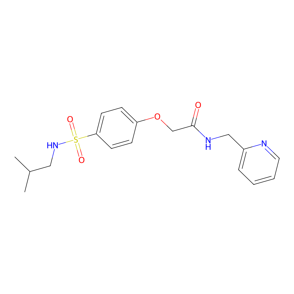 2-[4-(2-methylpropylsulfamoyl)phenoxy]-N-(pyridin-2-ylmethyl)acetamide molecular structure, CAS 700851-56-5
