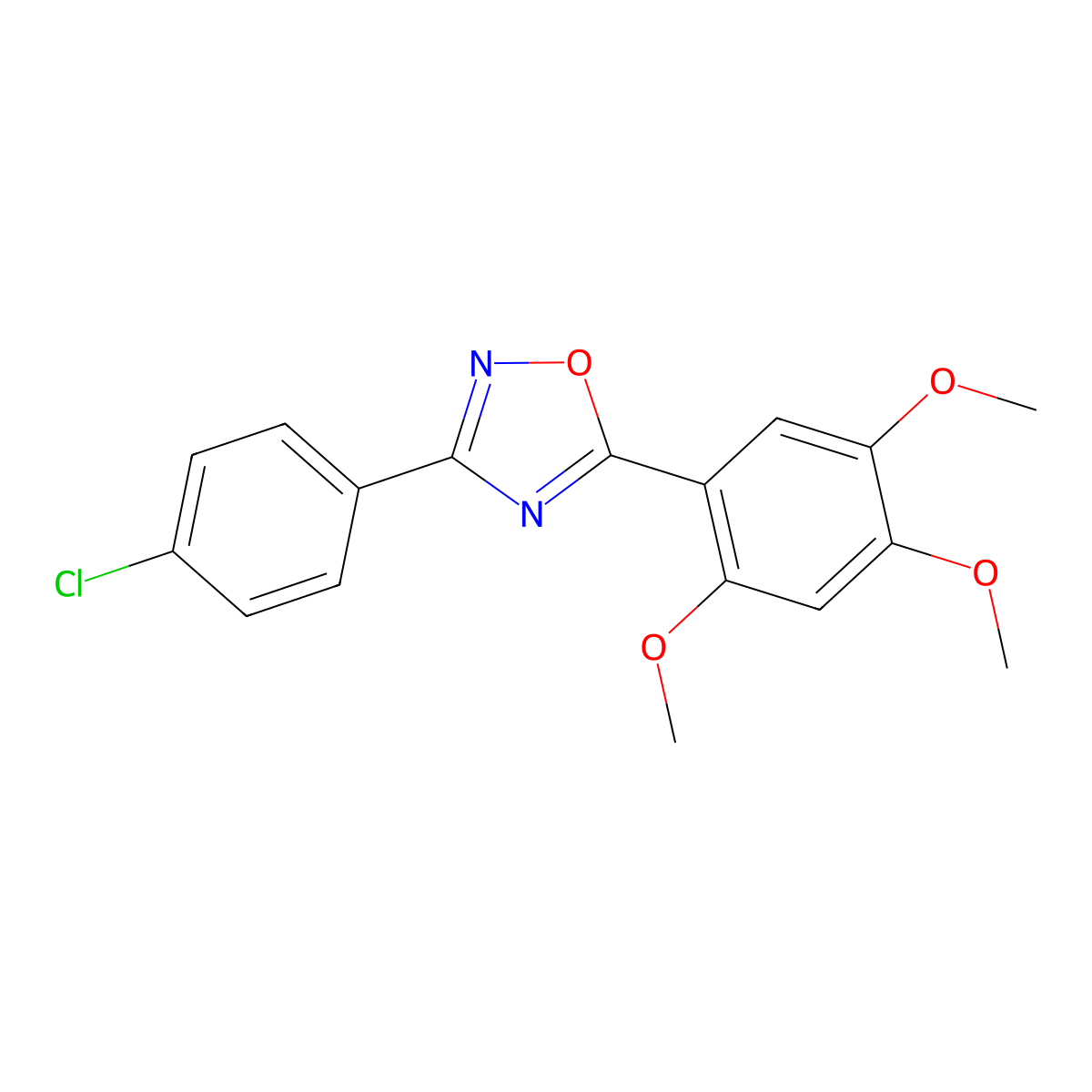 3-(4-Chlorophenyl)-5-(2,4,5-trimethoxyphenyl)-1,2,4-oxadiazole molecular structure, CAS 700851-59-8