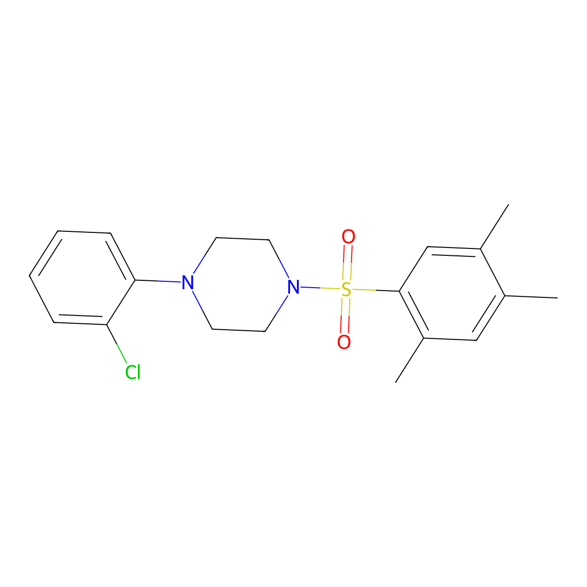 1-(2-Chlorophenyl)-4-(2,4,5-trimethylbenzenesulfonyl)piperazine molecular structure, CAS 700851-70-3