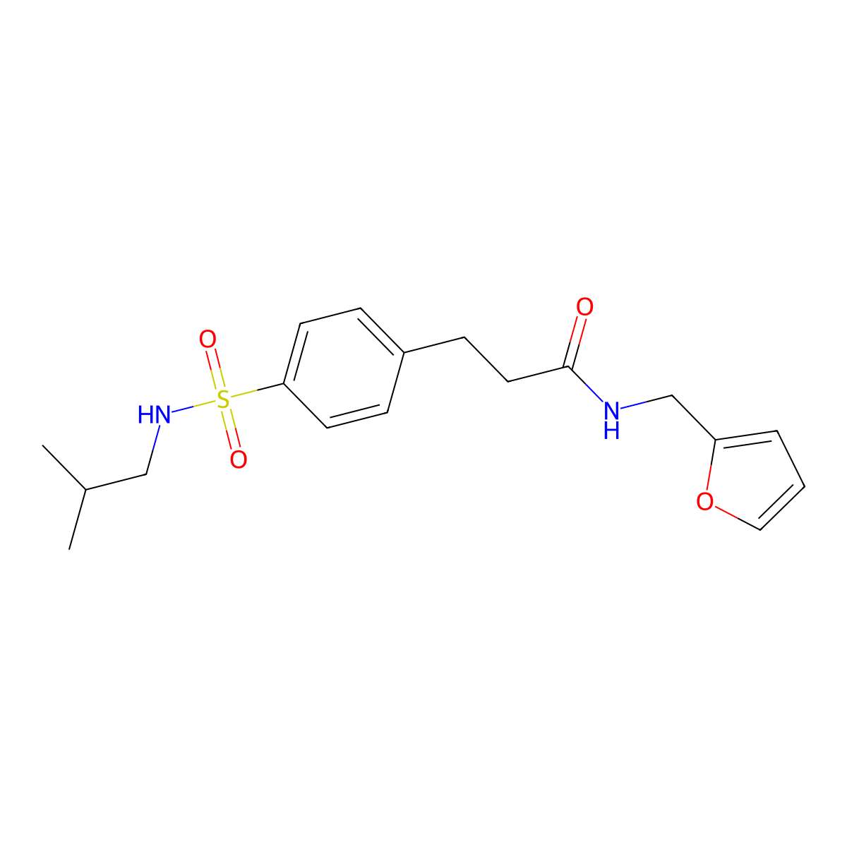 N-(2-furylmethyl)-3-{4-[(isobutylamino)sulfonyl]phenyl}propanamide molecular structure, CAS 700851-77-0