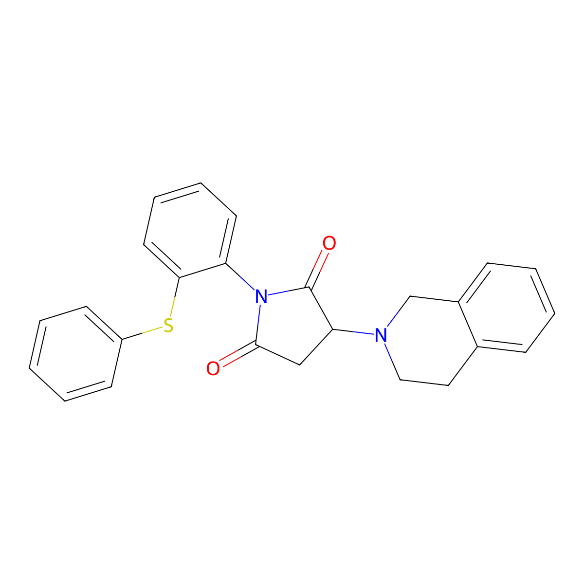 3-(3,4-dihydroisoquinolin-2(1H)-yl)-1-[2-(phenylsulfanyl)phenyl]pyrrolidine-2,5-dione molecular structure, CAS 700851-83-8