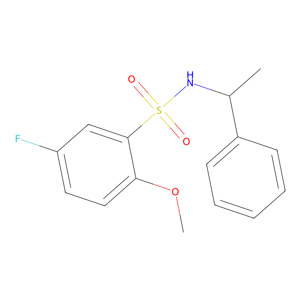5-fluoro-2-methoxy-N-(1-phenylethyl)benzenesulfonamide molecular structure, CAS 700851-84-9