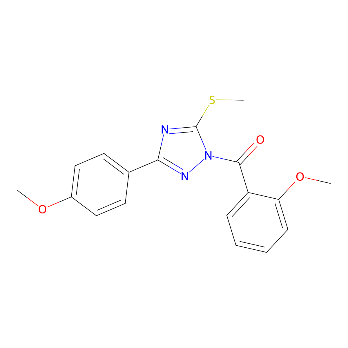 (2-Methoxyphenyl)-[3-(4-methoxyphenyl)-5-methylsulfanyl-1,2,4-triazol-1-yl]methanone molecular structure, CAS 700851-99-6