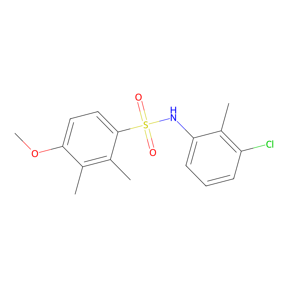 N-(3-chloro-2-methylphenyl)-4-methoxy-2,3-dimethylbenzenesulfonamide molecular structure, CAS 700852-00-2