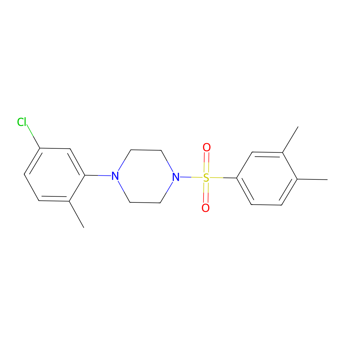 1-(5-Chloro-2-methylphenyl)-4-(3,4-dimethylbenzenesulfonyl)piperazine molecular structure, CAS 700852-03-5