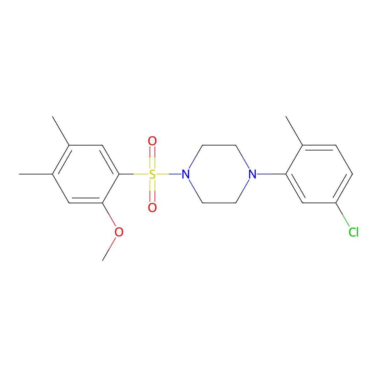 1-(5-Chloro-2-methylphenyl)-4-(2-methoxy-4,5-dimethylbenzenesulfonyl)piperazine molecular structure, CAS 700852-17-1