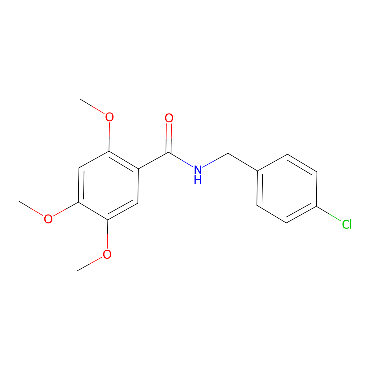 N-(4-chlorobenzyl)-2,4,5-trimethoxybenzamide molecular structure, CAS 700852-31-9