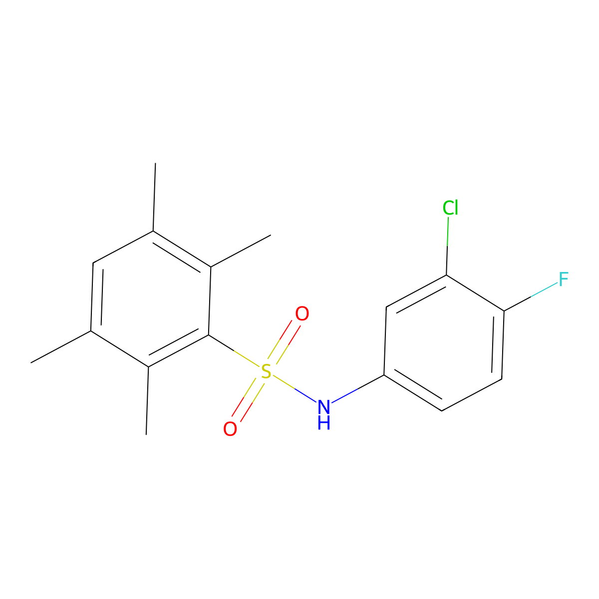 N-(3-chloro-4-fluorophenyl)-2,3,5,6-tetramethylbenzenesulfonamide molecular structure, CAS 700852-39-7