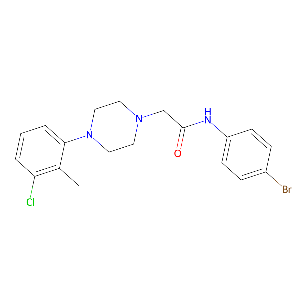 N-(4-bromophenyl)-2-[4-(3-chloro-2-methylphenyl)piperazin-1-yl]acetamide molecular structure, CAS 700852-61-5