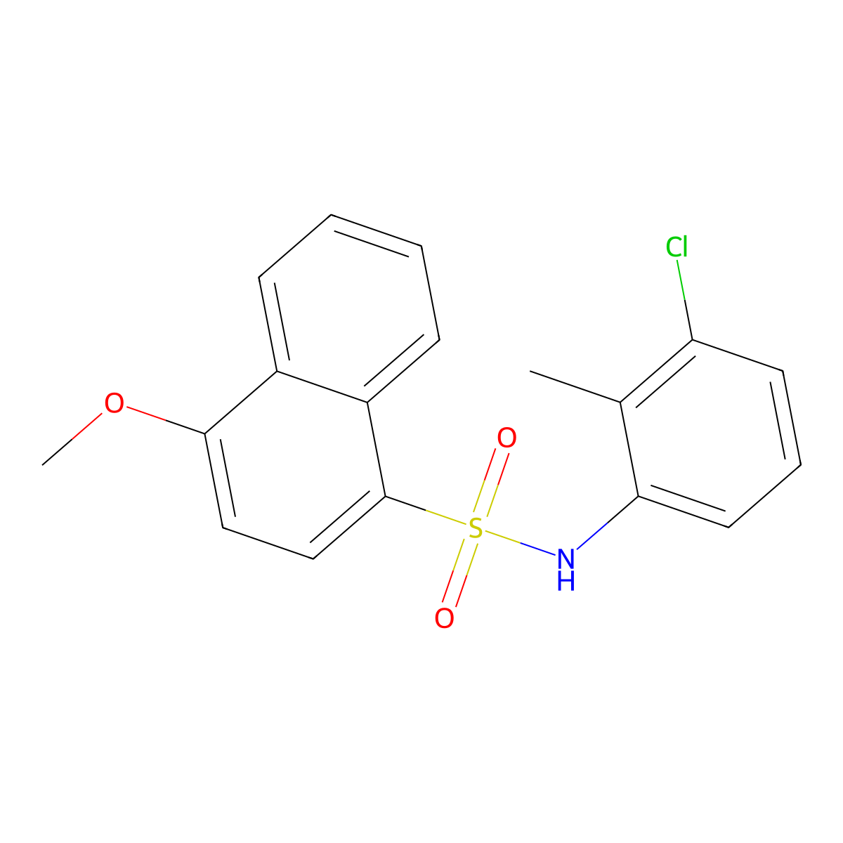 N-(3-chloro-2-methylphenyl)-4-methoxynaphthalene-1-sulfonamide molecular structure, CAS 700852-90-0