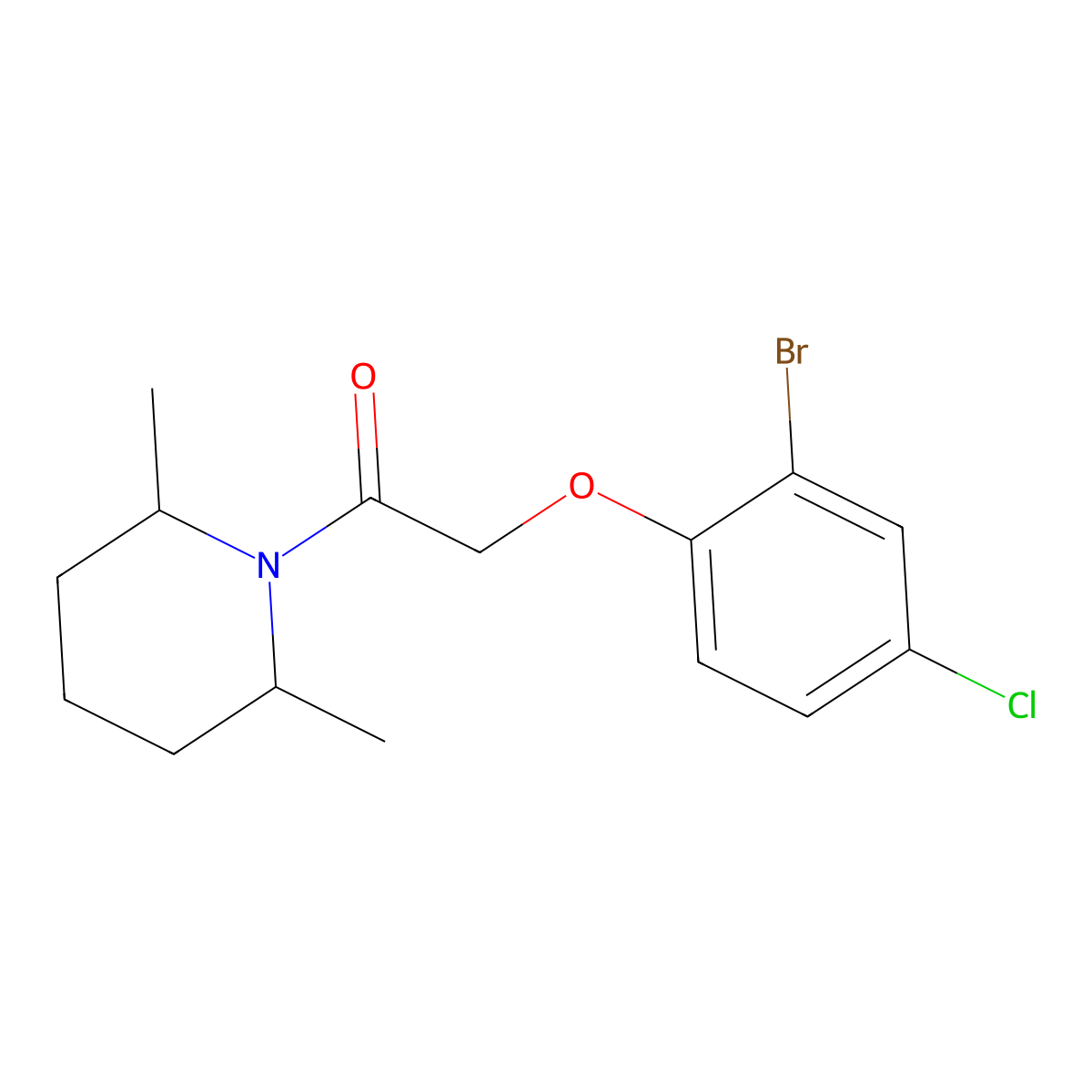 2-(2-Bromo-4-chlorophenoxy)-1-(2,6-dimethylpiperidin-1-yl)ethanone molecular structure, CAS 700852-96-6