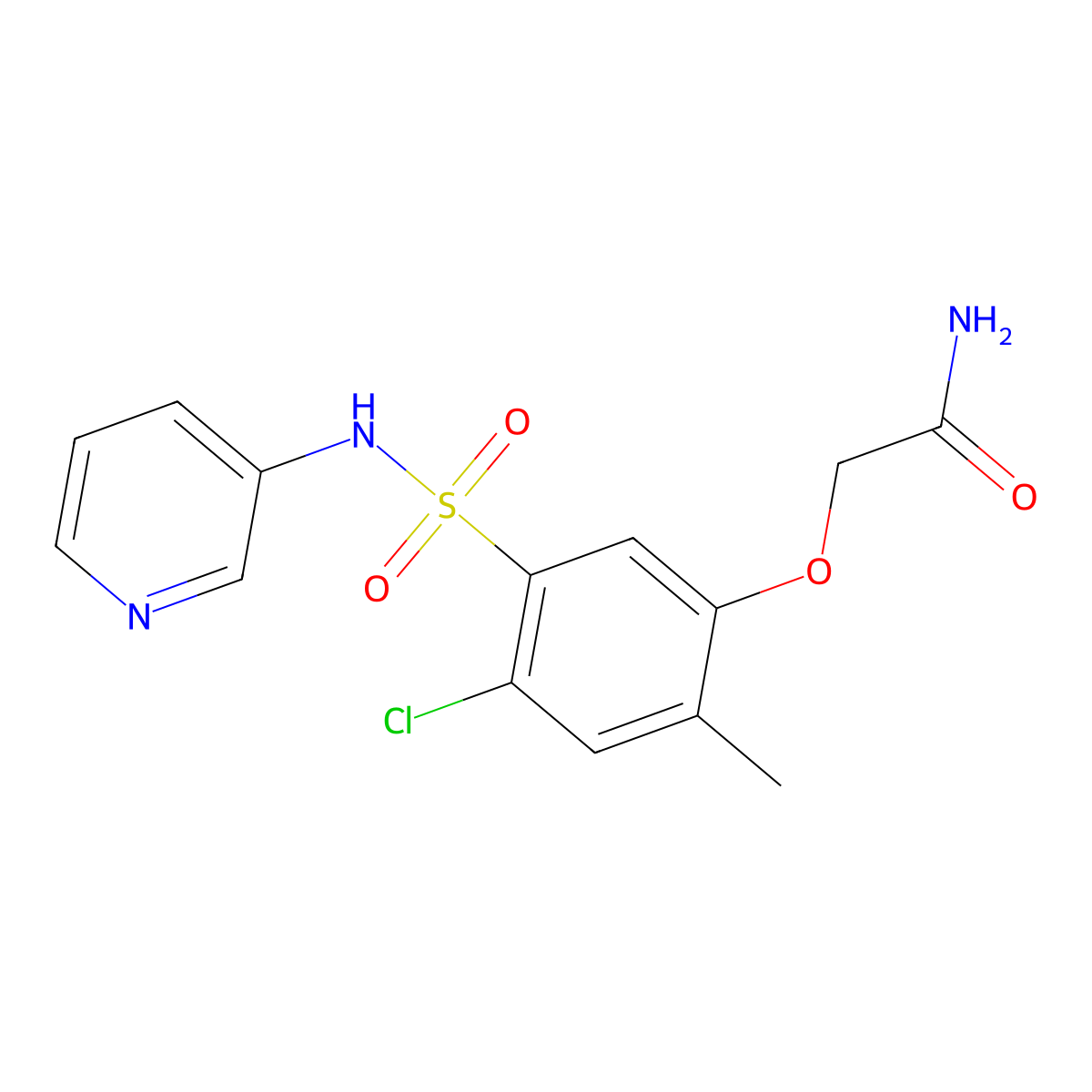 2-[4-Chloro-2-methyl-5-(pyridin-3-ylsulfamoyl)phenoxy]acetamide molecular structure, CAS 700853-05-0