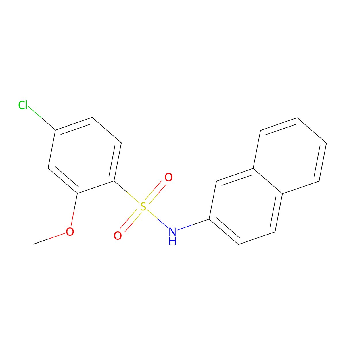 4-chloro-2-methoxy-N-(2-naphthyl)benzenesulfonamide molecular structure, CAS 700853-11-8