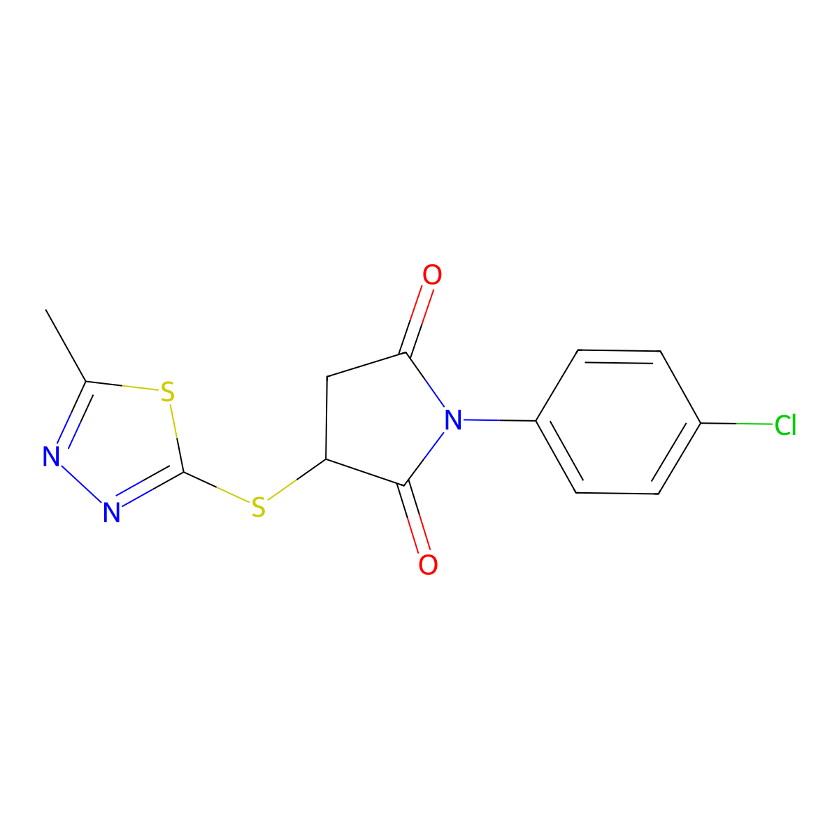 1-(4-Chlorophenyl)-3-[(5-methyl-1,3,4-thiadiazol-2-yl)sulfanyl]pyrrolidine-2,5-dione molecular structure, CAS 700853-25-4