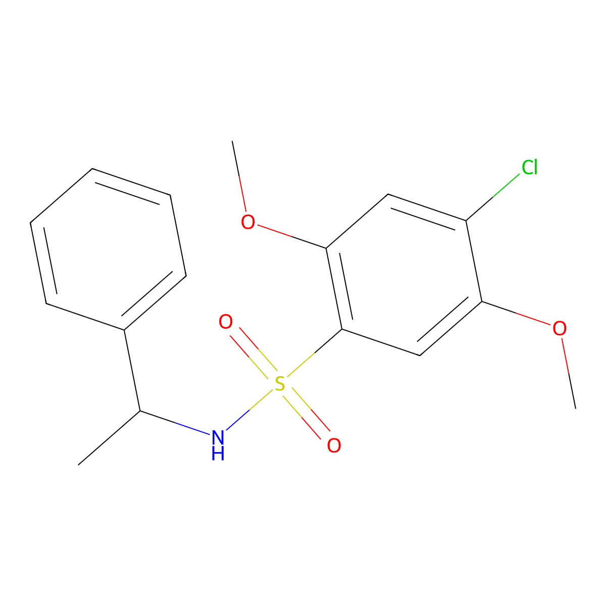 4-chloro-2,5-dimethoxy-N-(1-phenylethyl)benzenesulfonamide molecular structure, CAS 700853-41-4