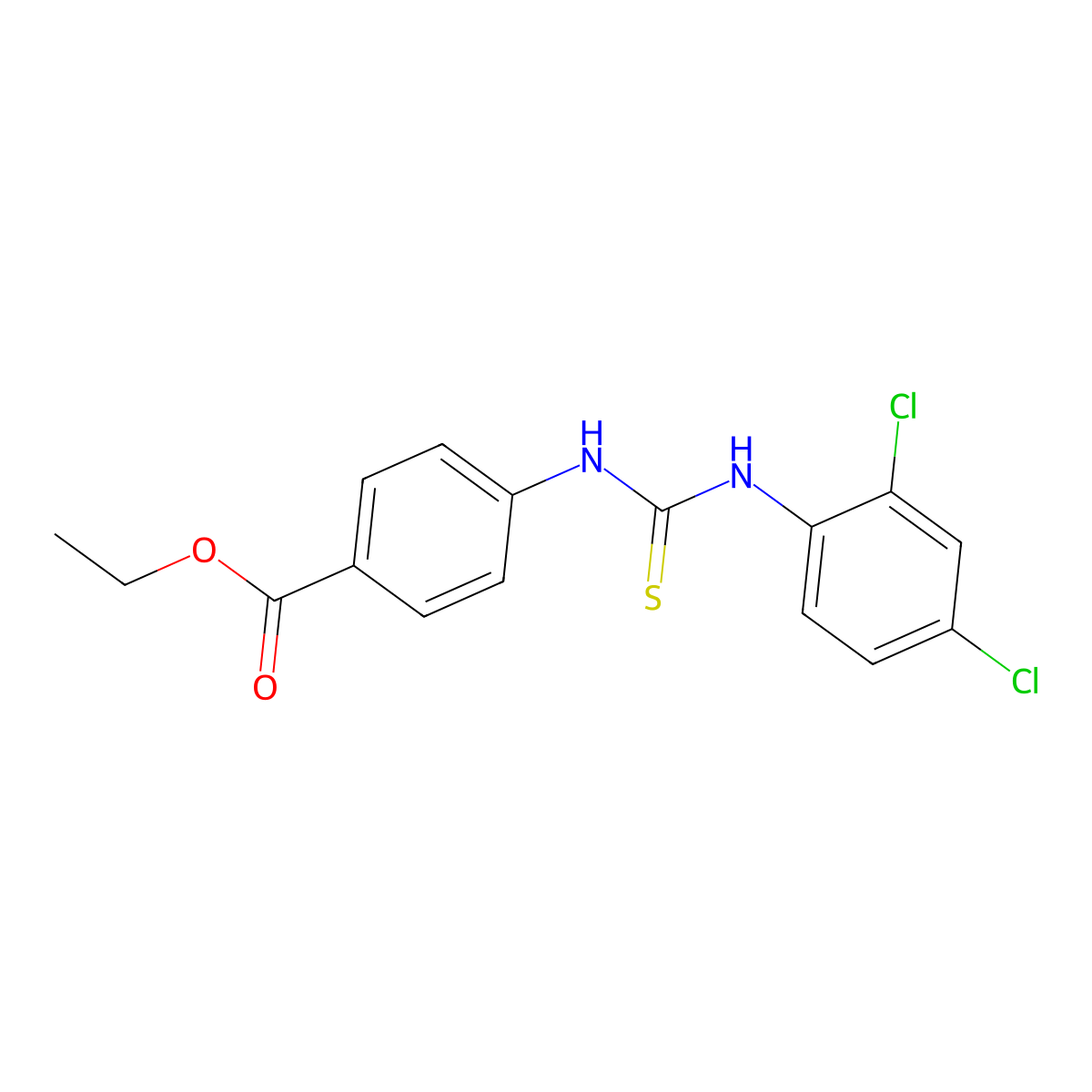 Ethyl 4-{[(2,4-dichlorophenyl)carbamothioyl]amino}benzoate molecular structure, CAS 700853-52-7