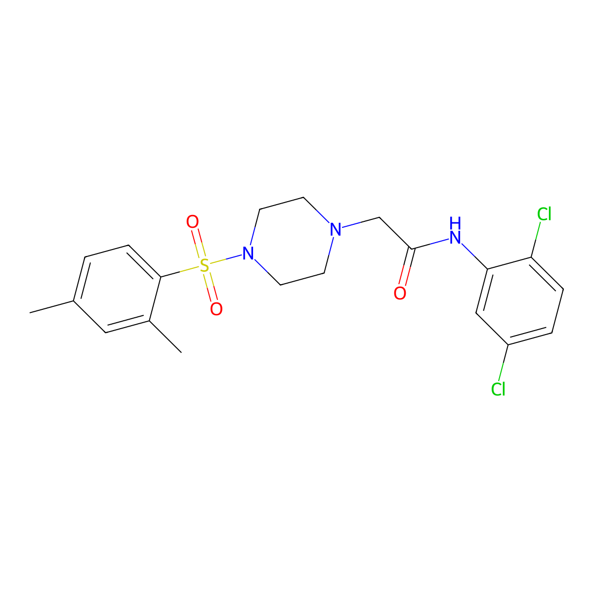 N-(2,5-dichlorophenyl)-2-{4-[(2,4-dimethylphenyl)sulfonyl]piperazinyl}acetamid e molecular structure, CAS 700853-55-0