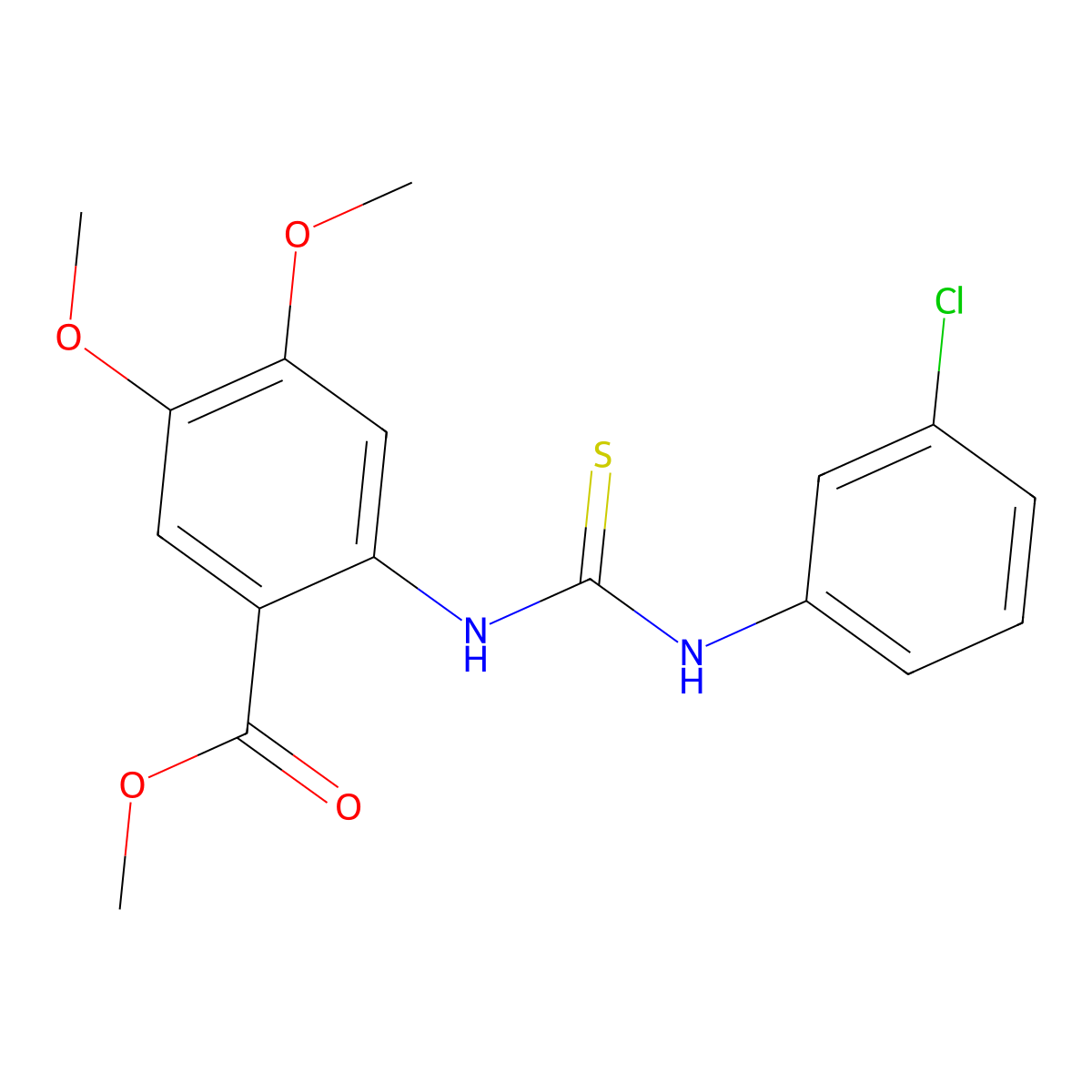 Methyl 2-{[(3-chlorophenyl)carbamothioyl]amino}-4,5-dimethoxybenzoate molecular structure, CAS 700853-58-3