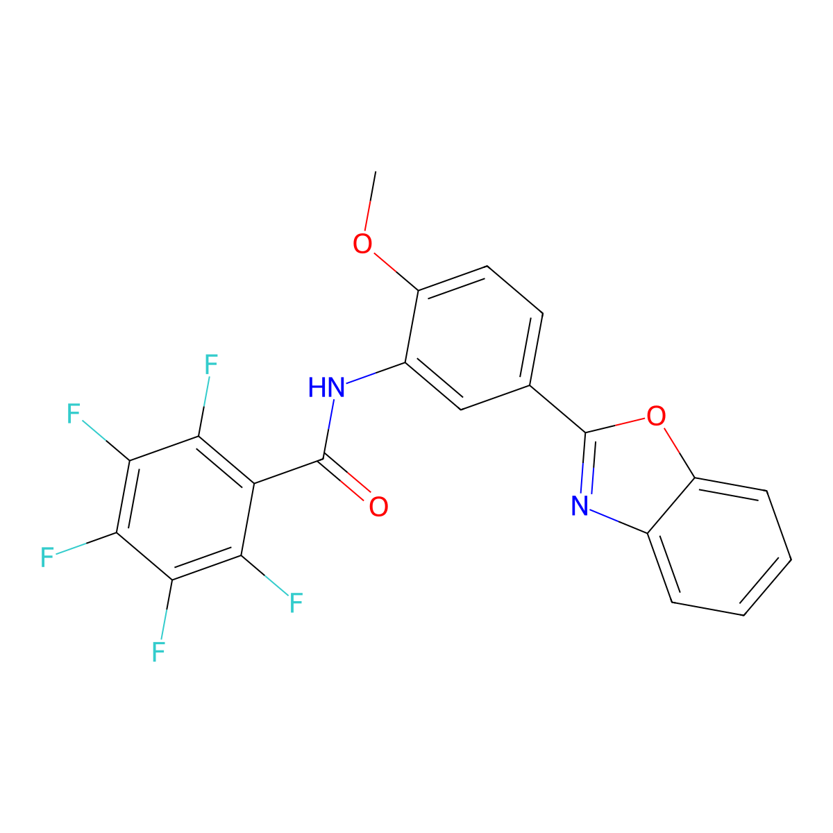 N-[5-(1,3-benzoxazol-2-yl)-2-methoxyphenyl]-2,3,4,5,6-pentafluorobenzamide molecular structure, CAS 700853-61-8