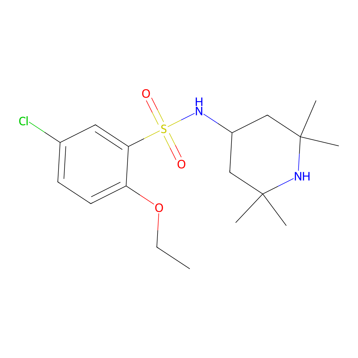 5-chloro-2-ethoxy-N-(2,2,6,6-tetramethylpiperidin-4-yl)benzenesulfonamide molecular structure, CAS 700853-78-7