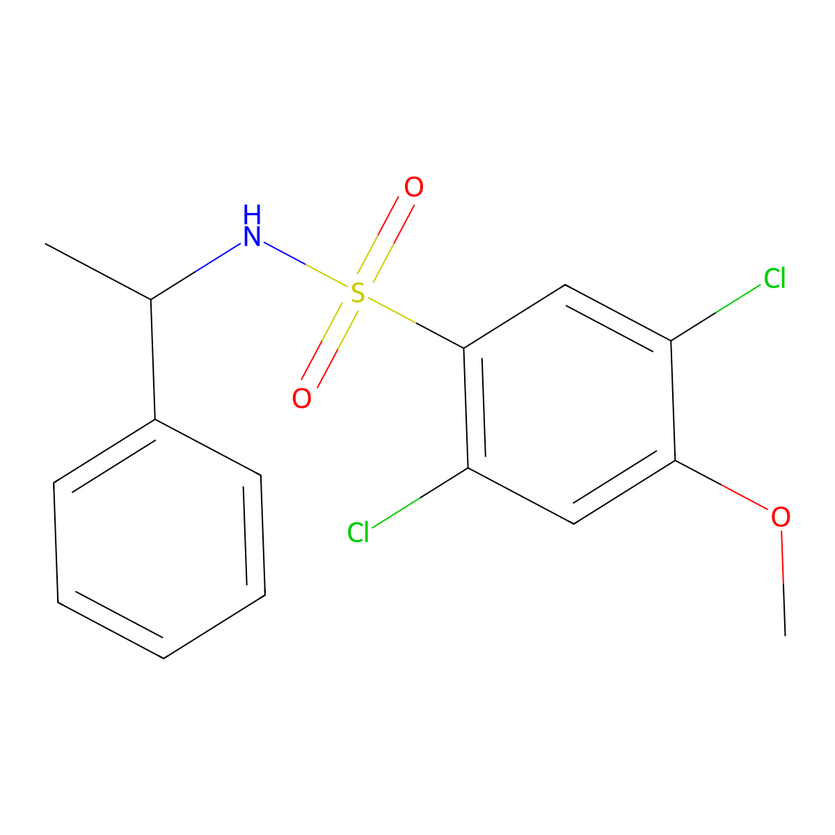 2,5-dichloro-4-methoxy-N-(1-phenylethyl)benzene-1-sulfonamide molecular structure, CAS 700853-82-3
