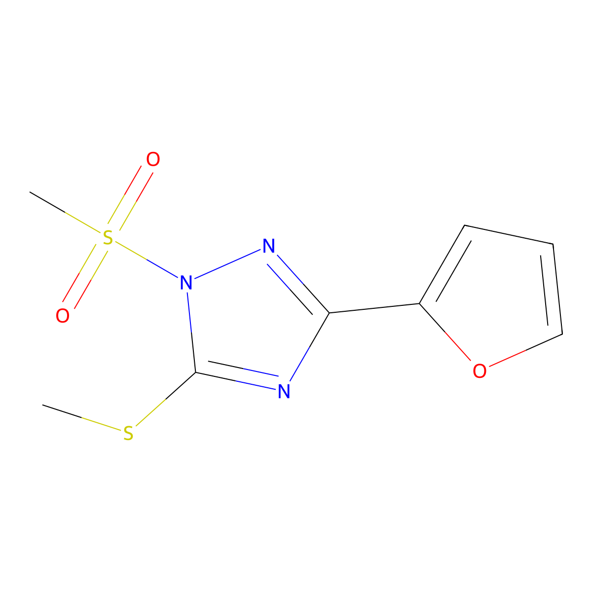 3-(2-Furanyl)-1-(methylsulfonyl)-5-(methylthio)-1H-1,2,4-triazole molecular structure, CAS 700853-87-8