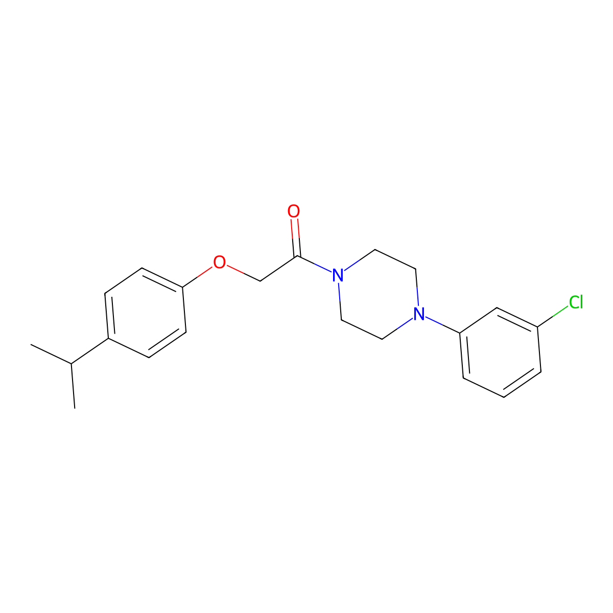 1-[4-(3-Chlorophenyl)piperazin-1-yl]-2-(4-propan-2-ylphenoxy)ethanone molecular structure, CAS 700853-88-9