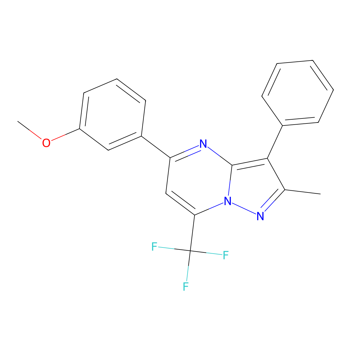 5-(3-Methoxyphenyl)-2-methyl-3-phenyl-7-(trifluoromethyl)pyrazolo[1,5-a]pyrimidine molecular structure, CAS 700853-90-3