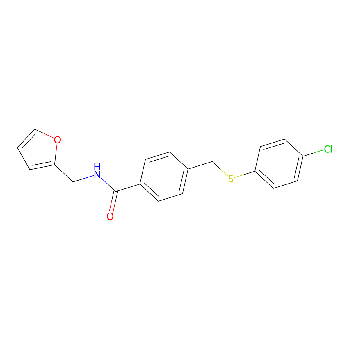 4-[(4-chlorophenyl)sulfanylmethyl]-N-(furan-2-ylmethyl)benzamide molecular structure, CAS 700853-91-4