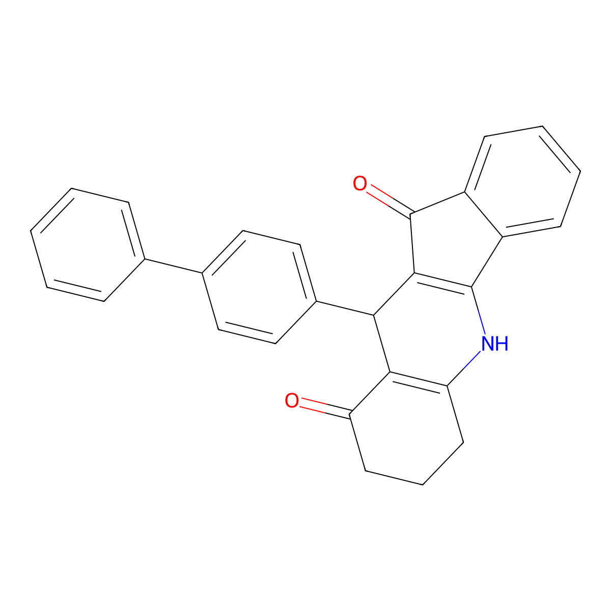 10-(biphenyl-4-yl)-6,7,8,10-tetrahydro-5H-indeno[1,2-b]quinoline-9,11-dione molecular structure, CAS 700854-01-9