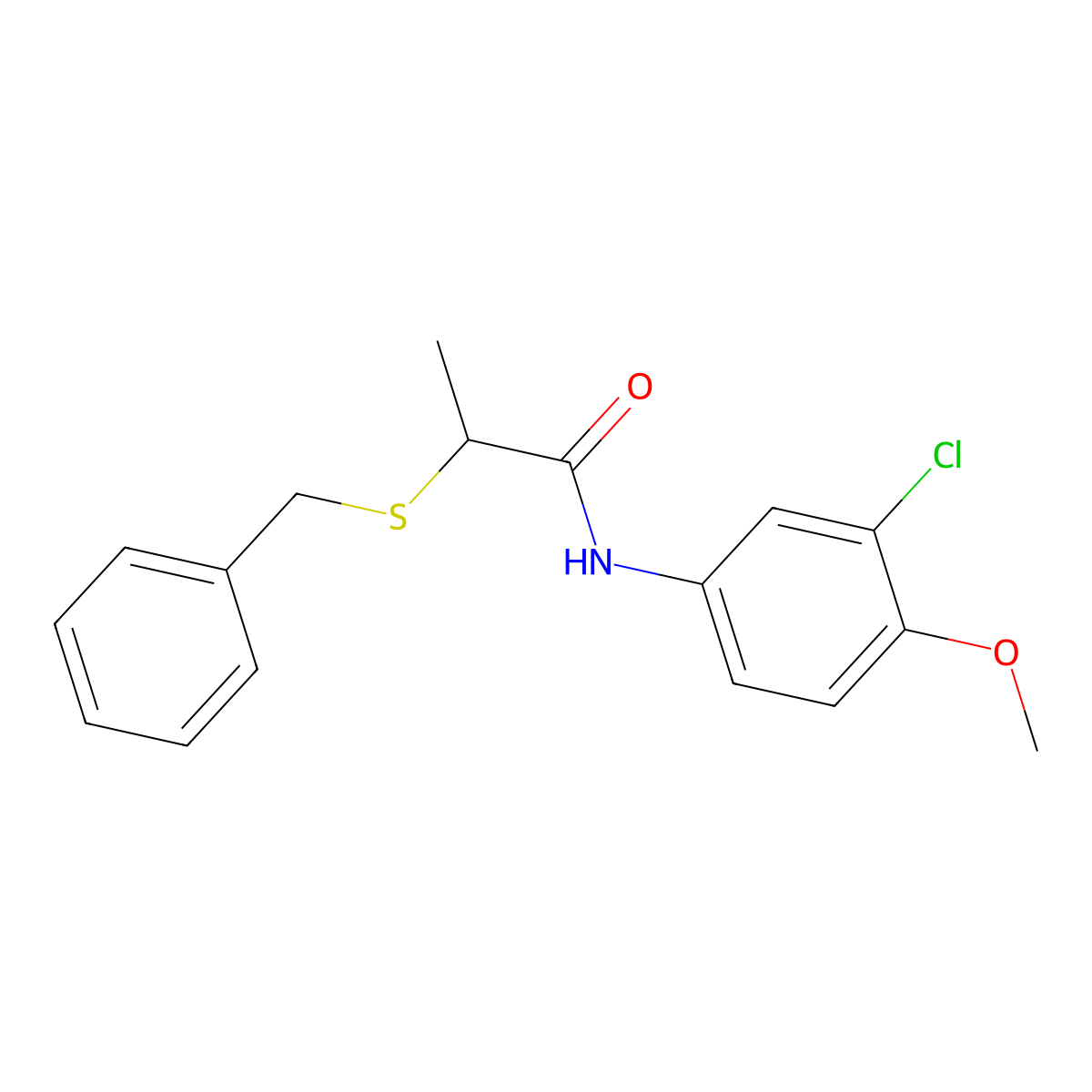 2-benzylsulfanyl-N-(3-chloro-4-methoxyphenyl)propanamide molecular structure, CAS 700854-05-3
