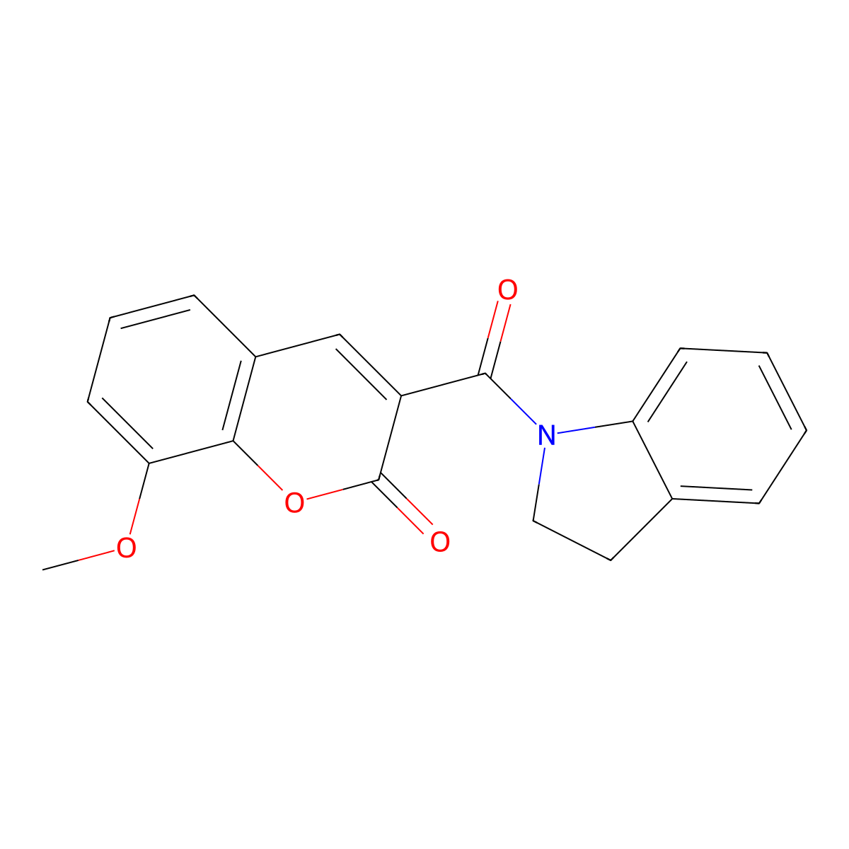 3-(2,3-dihydro-1H-indol-1-ylcarbonyl)-8-methoxy-2H-chromen-2-one molecular structure, CAS 700854-14-4