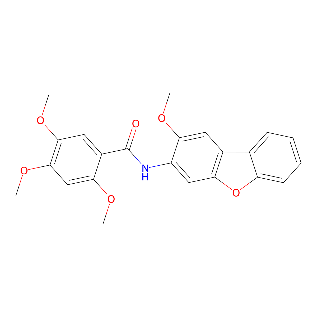 2,4,5-trimethoxy-N-(2-methoxydibenzofuran-3-yl)benzamide molecular structure, CAS 700854-19-9
