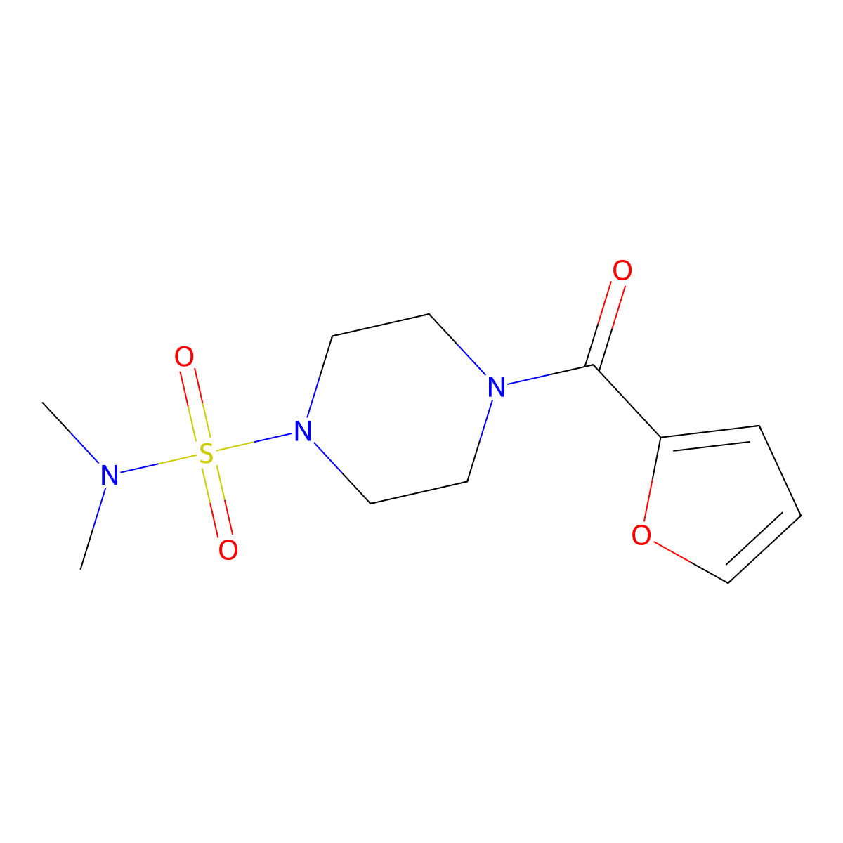 4-(furan-2-carbonyl)-N,N-dimethylpiperazine-1-sulfonamide molecular structure, CAS 700854-26-8