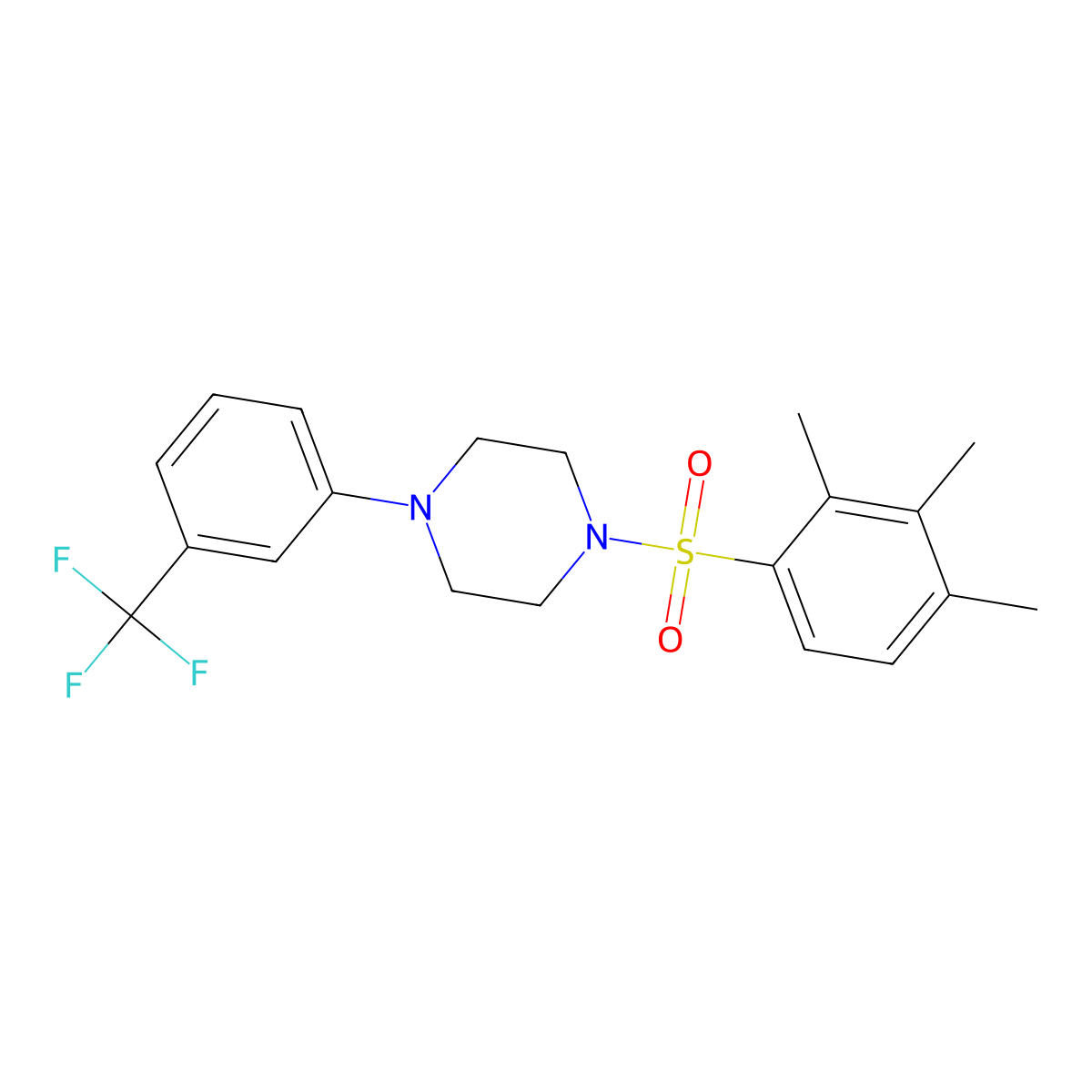 1-[3-(Trifluoromethyl)phenyl]-4-(2,3,4-trimethylbenzenesulfonyl)piperazine molecular structure, CAS 700854-40-6