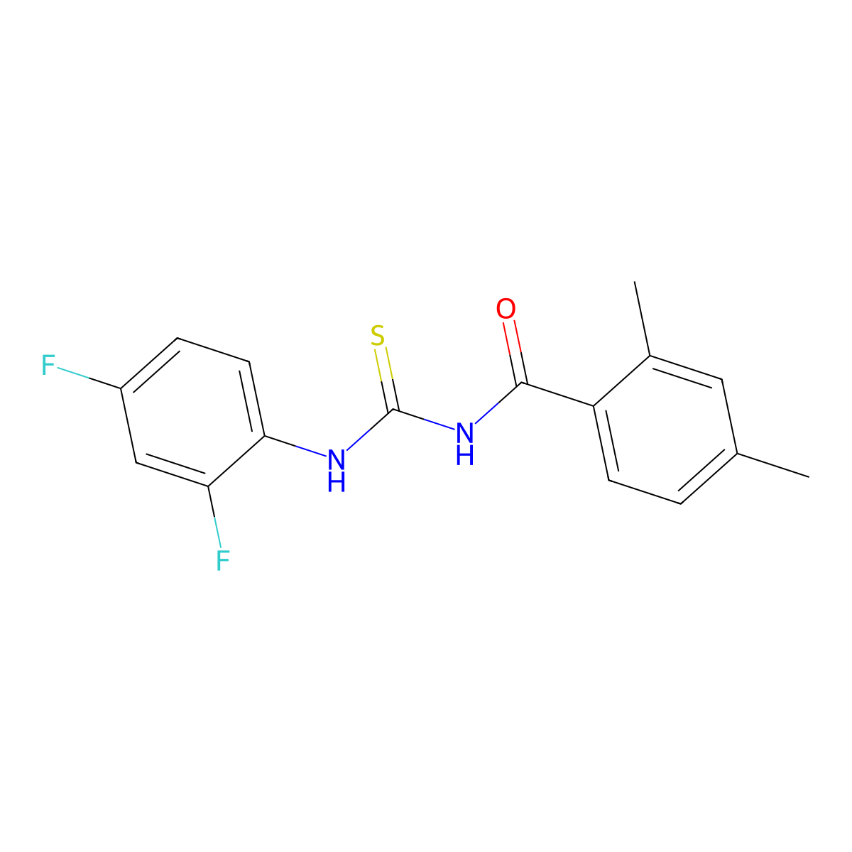 N-[(2,4-difluorophenyl)carbamothioyl]-2,4-dimethylbenzamide molecular structure, CAS 700854-53-1