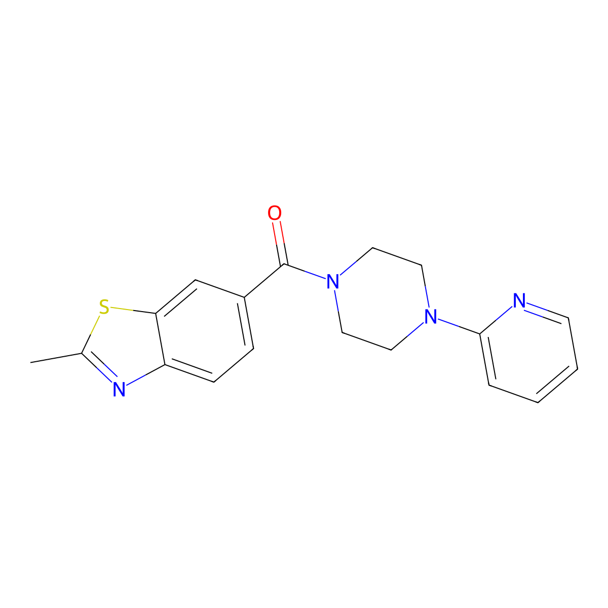 2-Methyl-6-{[4-(2-pyridinyl)-1-piperazinyl]carbonyl}-1,3-benzothiazole molecular structure, CAS 700854-65-5