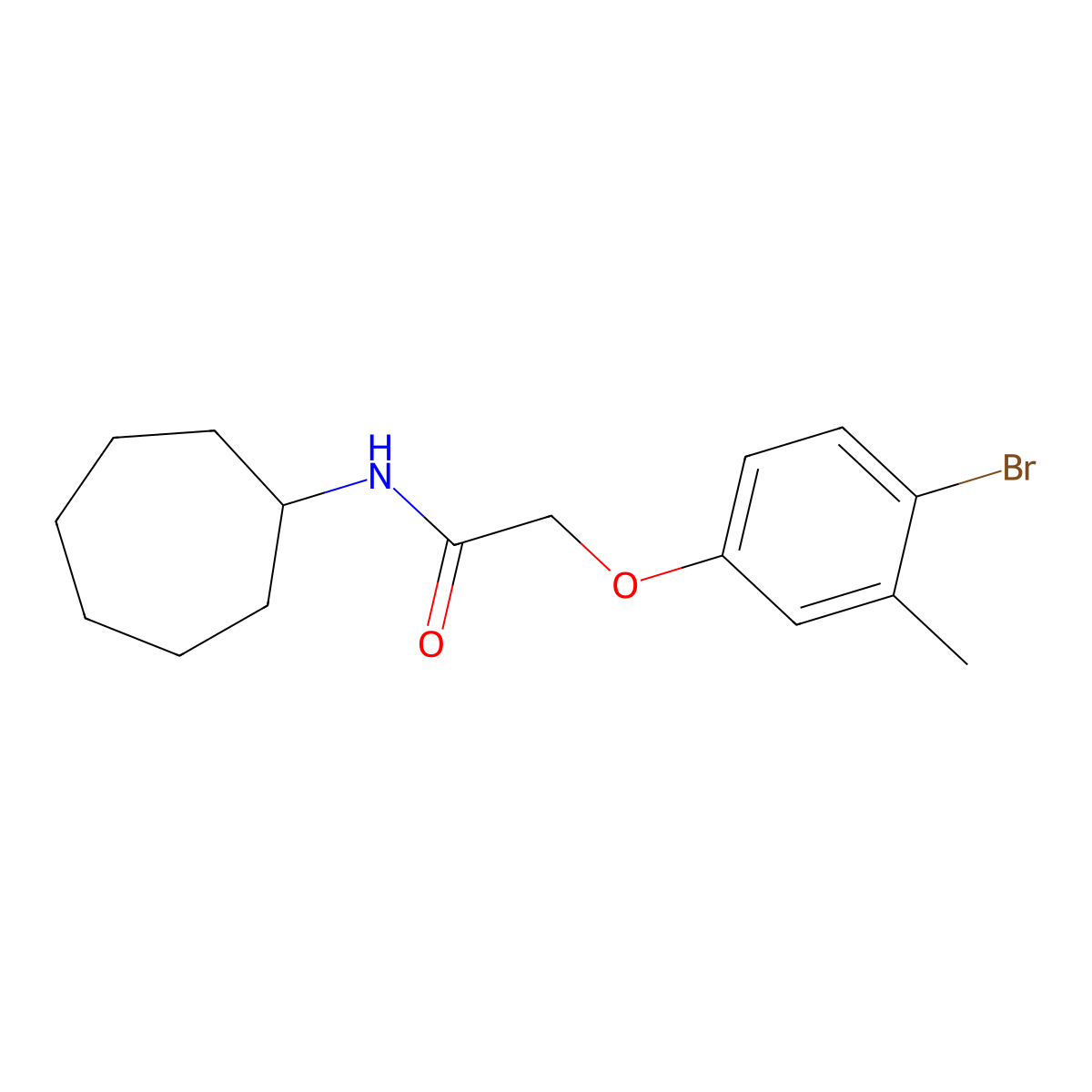 2-(4-bromo-3-methylphenoxy)-N-cycloheptylacetamide molecular structure, CAS 700854-87-1