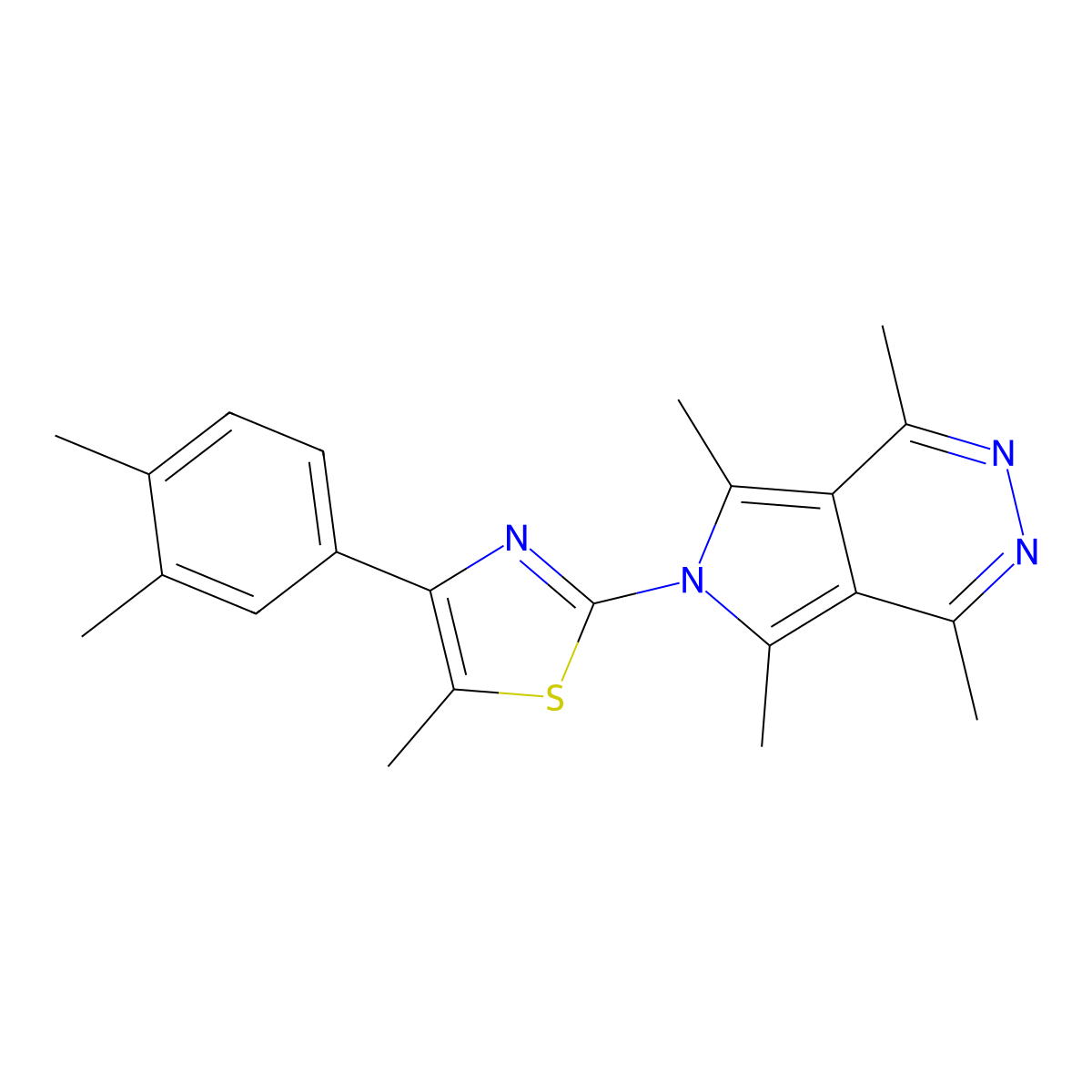 4-(3,4-Dimethylphenyl)-5-methyl-2-(1,4,5,7-tetramethylpyrrolo[3,4-d]pyridazin-6-yl)-1,3-thiazole molecular structure, CAS 700854-93-9