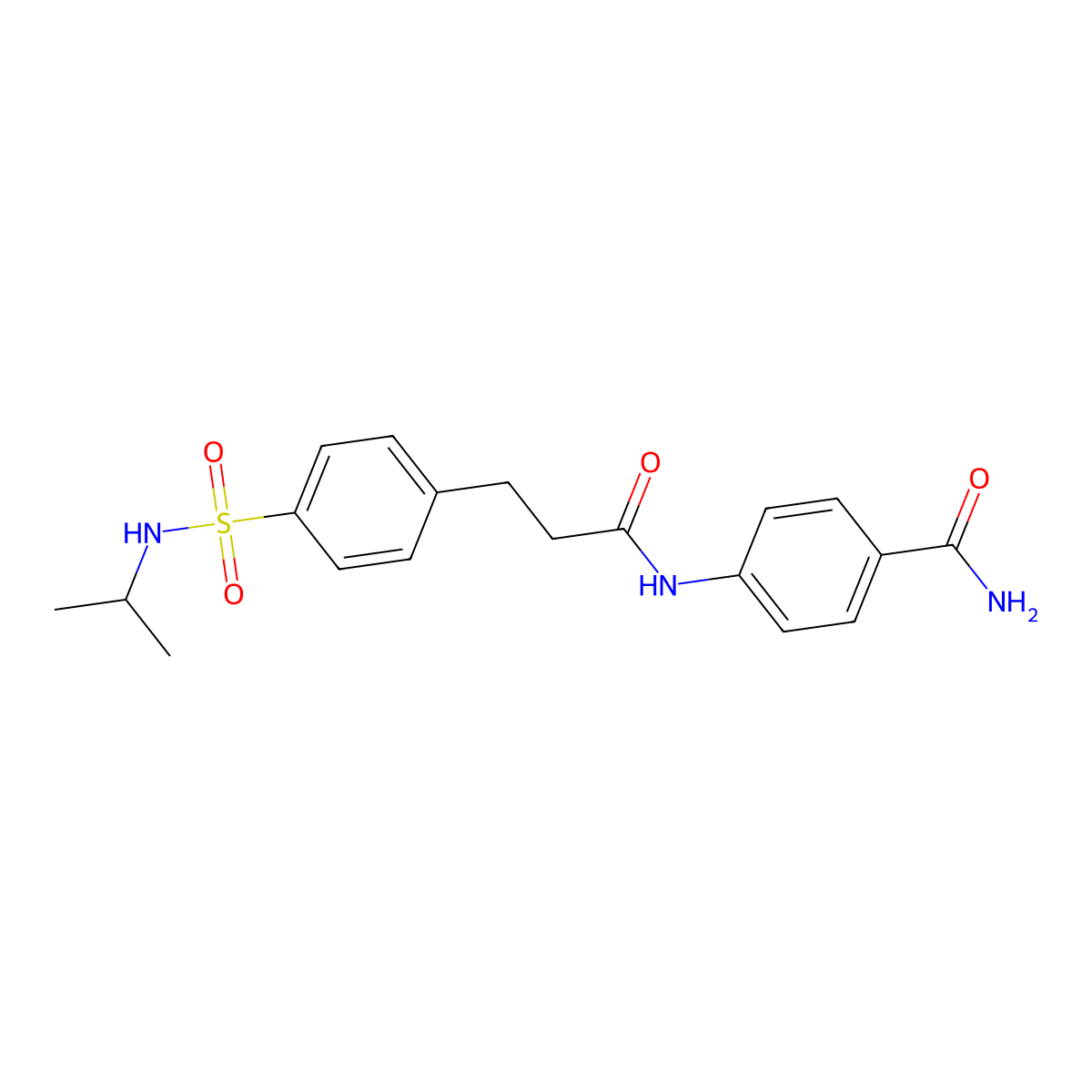 4-[3-[4-(Propan-2-ylsulfamoyl)phenyl]propanoylamino]benzamide molecular structure, CAS 700855-15-8
