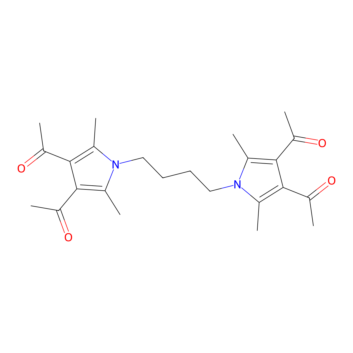 1-[4-Acetyl-1-[4-(3,4-diacetyl-2,5-dimethylpyrrol-1-yl)butyl]-2,5-dimethylpyrrol-3-yl]ethanone molecular structure, CAS 700855-22-7