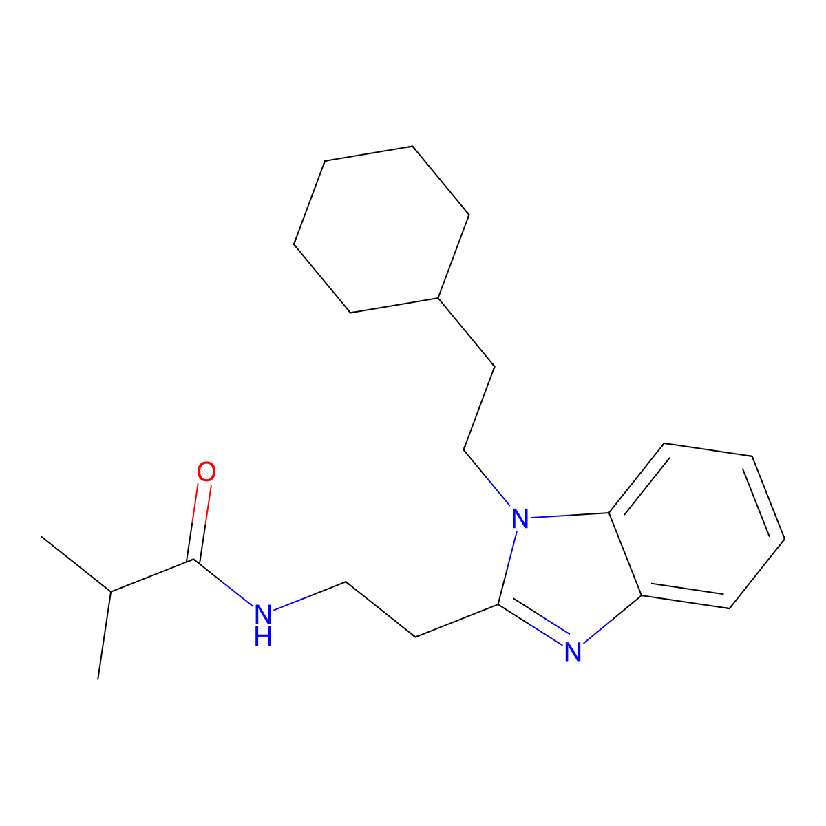 N-[2-[1-(2-cyclohexylethyl)benzimidazol-2-yl]ethyl]-2-methylpropanamide molecular structure, CAS 700855-27-2