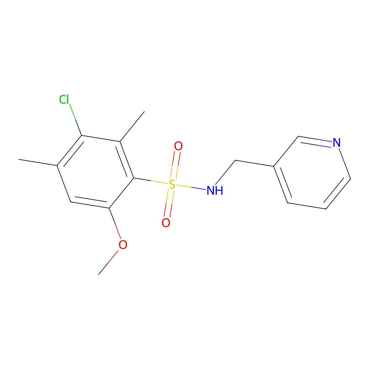 3-chloro-6-methoxy-2,4-dimethyl-N-(3-pyridinylmethyl)benzenesulfonamide molecular structure, CAS 700855-42-1