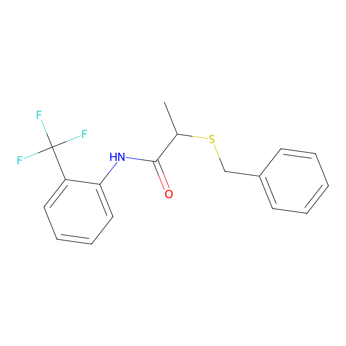 2-benzylsulfanyl-N-[2-(trifluoromethyl)phenyl]propanamide molecular structure, CAS 700855-48-7
