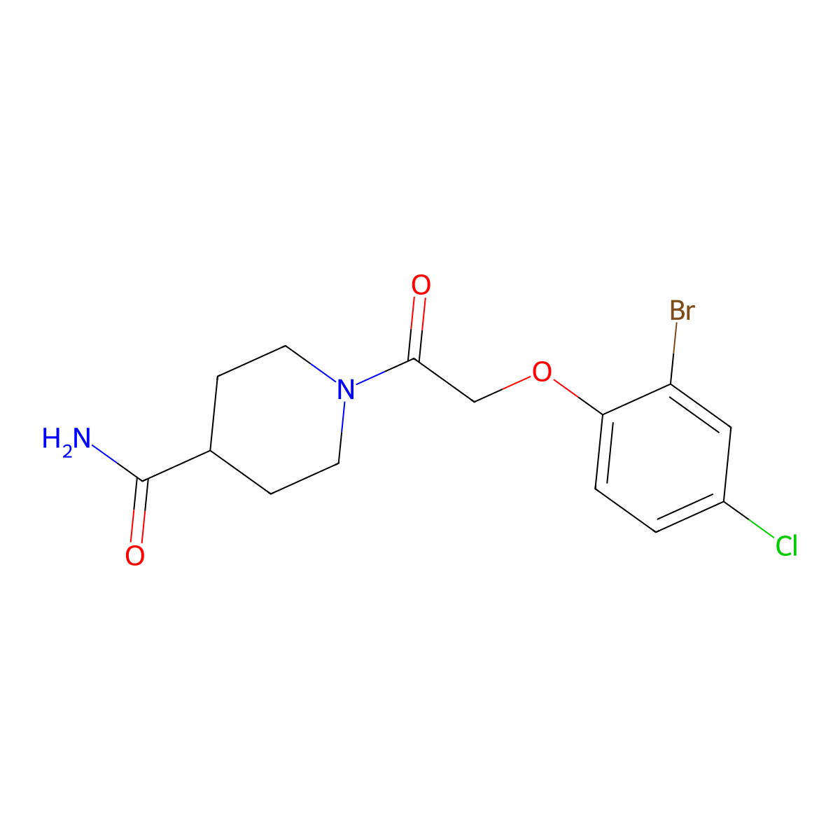 1-[2-(2-Bromo-4-chlorophenoxy)acetyl]piperidine-4-carboxamide molecular structure, CAS 700855-53-4