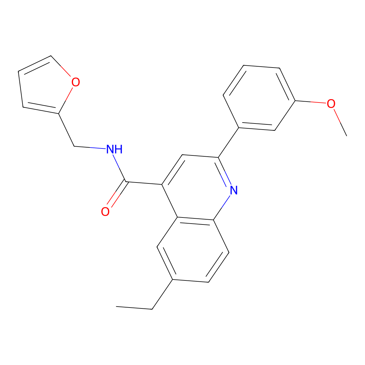 6-ethyl-N-(furan-2-ylmethyl)-2-(3-methoxyphenyl)quinoline-4-carboxamide molecular structure, CAS 700855-72-7